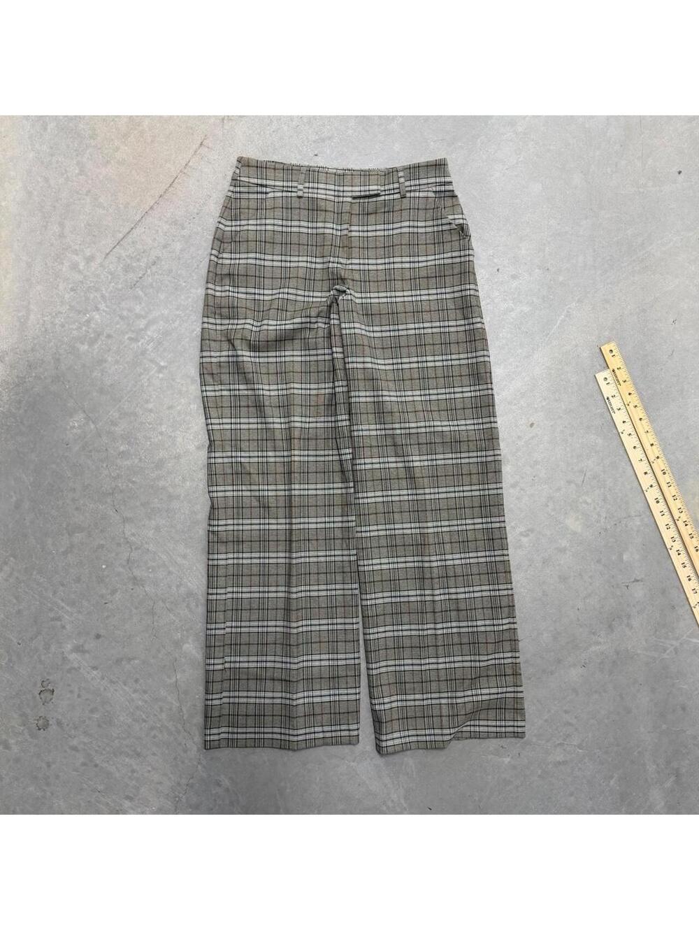Express Editor Plaid Trousers 6R Brown Gray Y2K Office Siren Pants